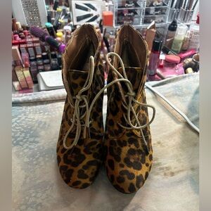 Dots Leopard Lace Up Boots